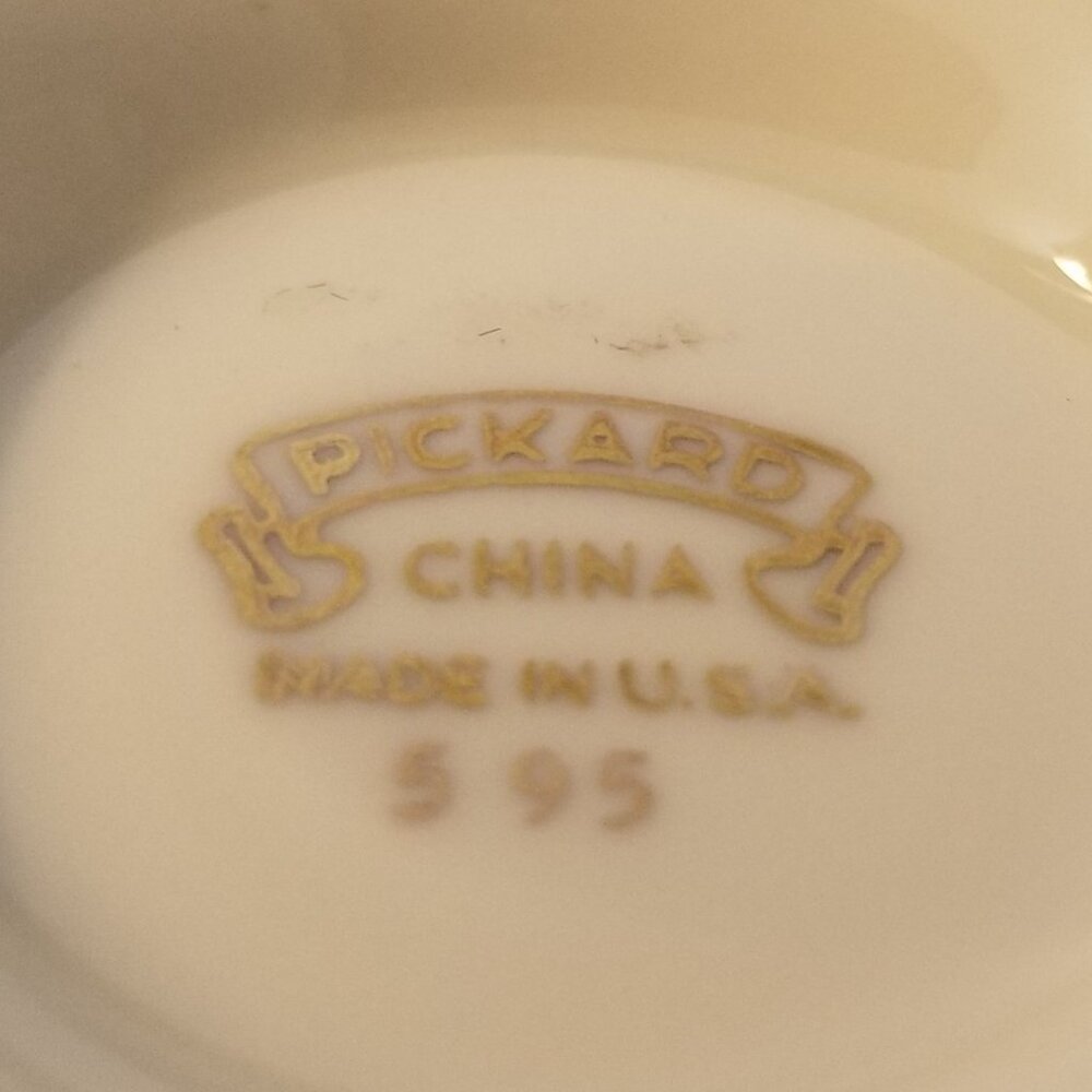 PICKARD Open Sugar Bowl, #595 Rose and Daisy 24K Gold Encrusted Rose U.S.A. Made - Picture 7 of 10